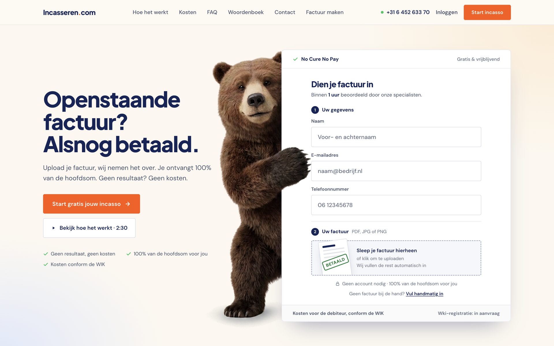 Incasseren.com home page